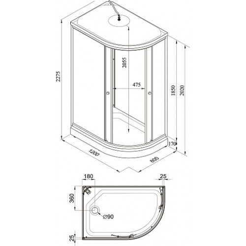 Triton Душевая кабина Риф А 120x80 L