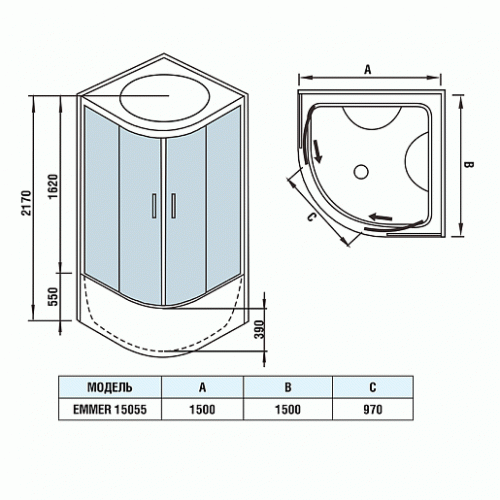WeltWasser Душевая кабина WW500 EMMER 15055-2
