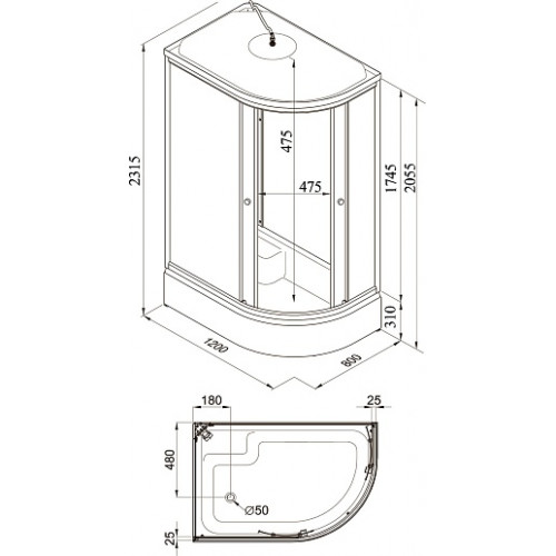 Triton Душевая кабина Риф В 120x80 L