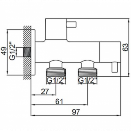 Кран для гигиенического душа и бочки унитаза Ledeme LH507-1 хром