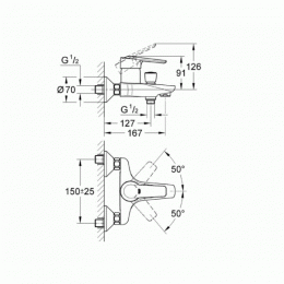 Смеситель для ванны Grohe Eurostyle 33591000