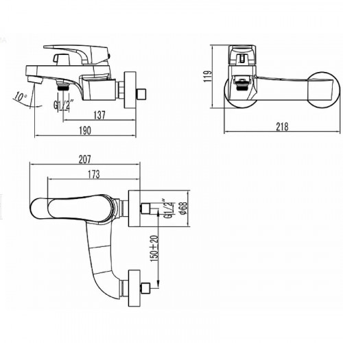 Смеситель для ванны Lemark Shift LM4334C хром