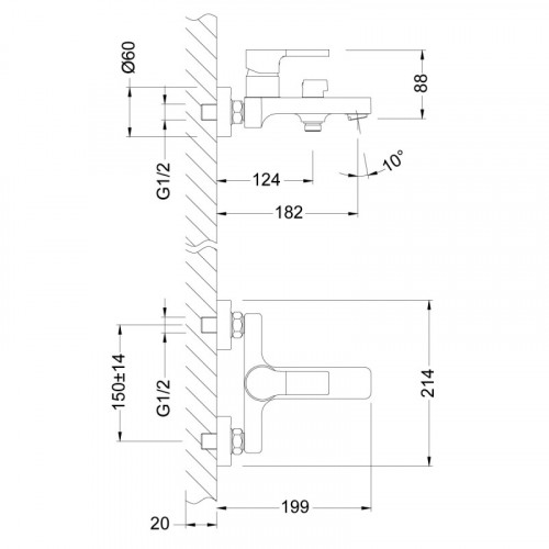 Смеситель Lemark Aura LM0614C для ванны