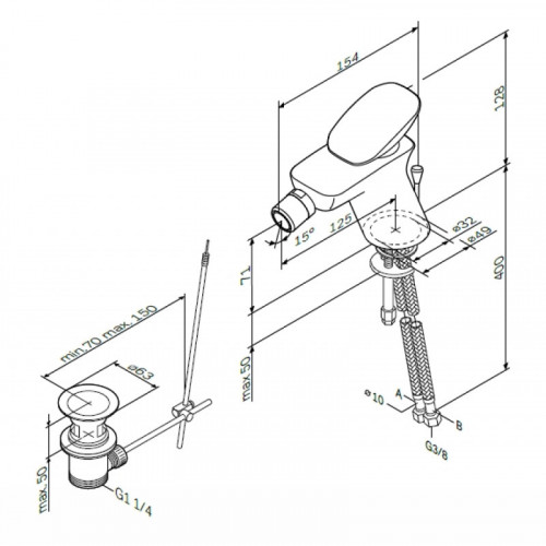Смеситель для биде Am.Pm Spirit V2.0 F70A83100 с донным клапаном хром