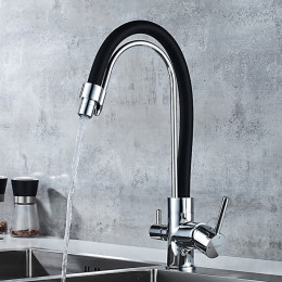 Смеситель для кухни Ledeme L4755-2 чёрный/хром