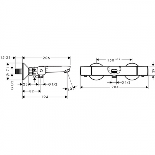 Смеситель с термостатом Hansgrohe Logis Ecostat Universal 13123000