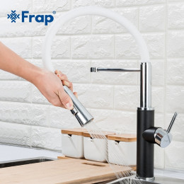 Смеситель для кухни Frap F4452-7 чёрный/белый