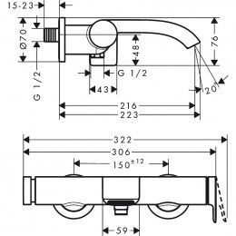 Смеситель для ванны Hansgrohe Vivenis 75420000 хром