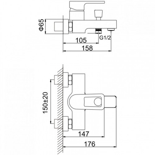 Смеситель для ванны Ledeme L3055 хром