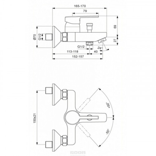 Смеситель для ванны Vidima Logik хром (BA279AA)