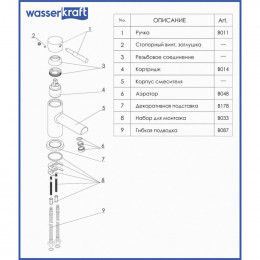 Смеситель WasserKRAFT MAIN 4103 для раковины, хром