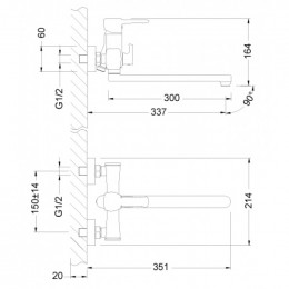 Смеситель Lemark Evitta LM0551C универсальный