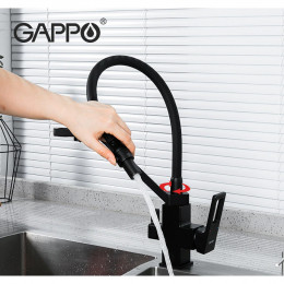 Смеситель для кухни Gappo G4317-6 с подключением к фильтру черный
