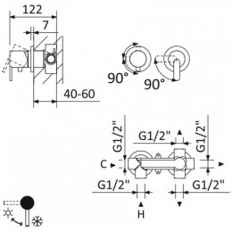 Смеситель для ванны с душем Cezares Leaf LEAF-VDIM3-D-L-01 хром
