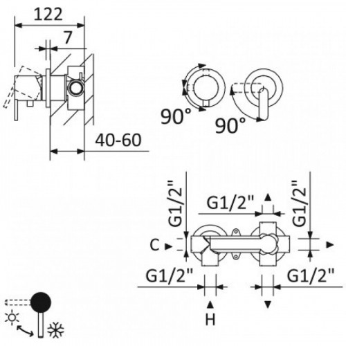 Смеситель для ванны с душем Cezares Leaf LEAF-VDIM3-D-L-01 хром