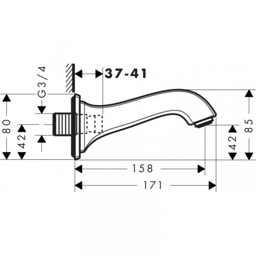 Излив на ванну Hansgrohe Metropol 13425000 хром