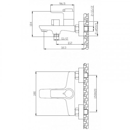 Смеситель для ванны BelBagno Ancona ANCONA-VASM-CRM с термостатом хром