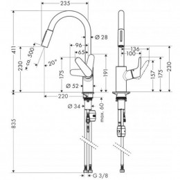 Смеситель для кухни Hansgrohe Focus 31815670 Черный матовый