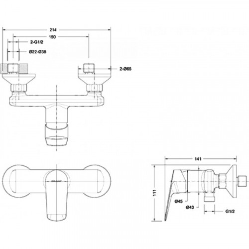Смеситель для душа Bravat Rhein F9429564CP-01-ENG