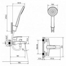 Смеситель для ванны Iddis Ray RAYBL02i02 черный матовый