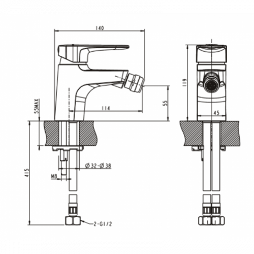 Смеситель для биде Bravat Eler хром F3239218CP-1-RUS