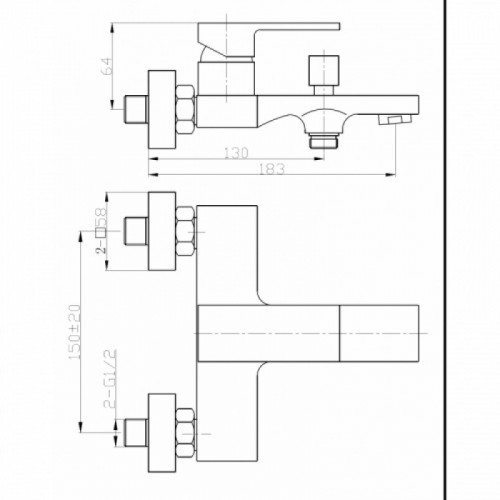 Смеситель для ванны WW MX KASSEL 703 10000001979 хром