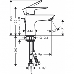 Смеситель для раковины Hansgrohe Talis Е 71700000 80 mm с донным клапаном
