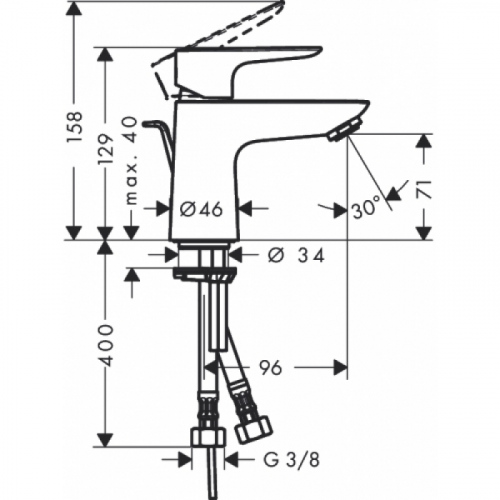 Смеситель для раковины Hansgrohe Talis Е 71700000 80 mm с донным клапаном