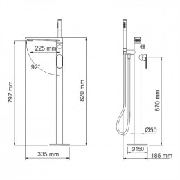 Напольный смеситель для ванны WasserKRAFT Dinkel 5821