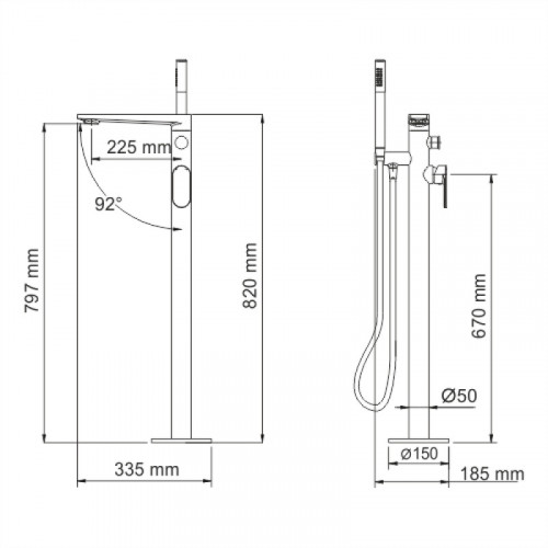 Напольный смеситель для ванны WasserKRAFT Dinkel 5821