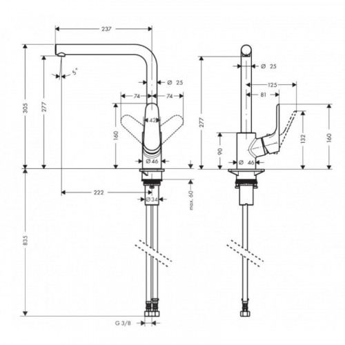 Смеситель для кухни Hansgrohe Focus 31817670 Черный матовый