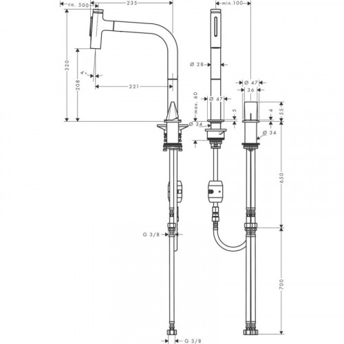 Смеситель для кухни Hansgrohe Metris Select M71 73819000 Хром