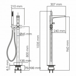 Напольный смеситель для ванны WasserKRAFT Sauer 7121 золото