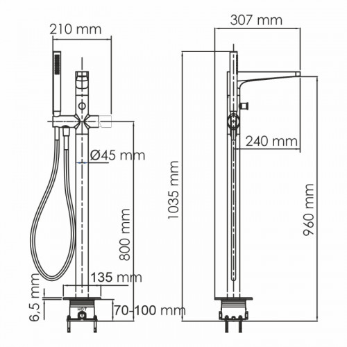 Напольный смеситель для ванны WasserKRAFT Sauer 7121 золото
