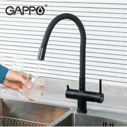 Смеситель для кухни Gappo G4398-36 с подключением к фильтру черный