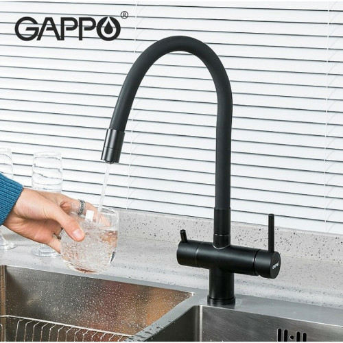 Смеситель для кухни Gappo G4398-36 с подключением к фильтру черный