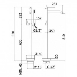 Смеситель для ванны Paffoni Light LIG032ST сталь