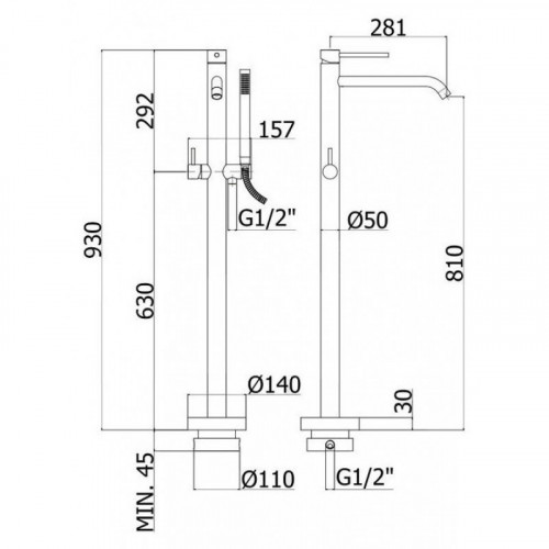 Смеситель для ванны Paffoni Light LIG032ST сталь