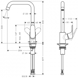 Смеситель для кухни Hansgrohe Focus 31820800 с гайкой на 1/2