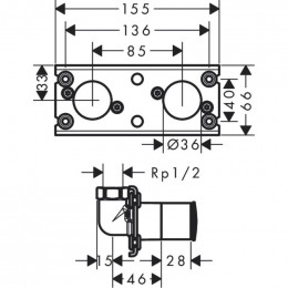 Скрытая часть Hansgrohe Rainfinity 26840180 Showerpipe 360 1 jet