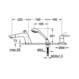 Смеситель для ванны Grohe Eurofresh 19195000