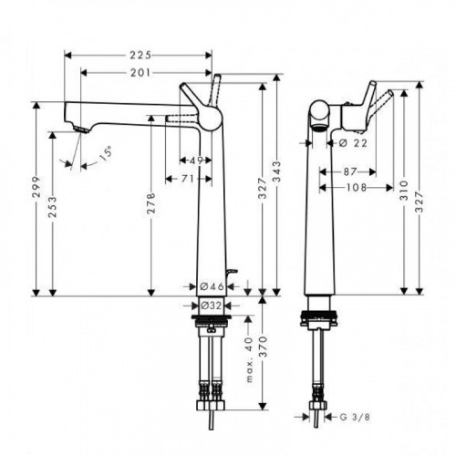 Смеситель Hansgrohe Talis S 250 72115000 для раковины, со сливным гарнитуром