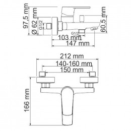 Смеситель для ванны WasserKRAFT Dill 6101 с коротким изливом