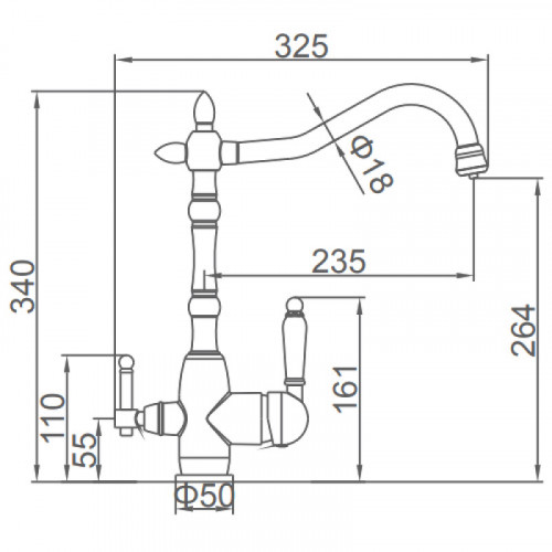 Смеситель для кухни Ledeme L4555G-3 золото