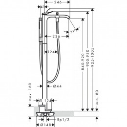 Смеситель для ванны Hansgrohe Vivenis 75445670 напольный