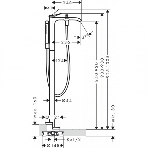 Смеситель для ванны Hansgrohe Vivenis 75445670 напольный