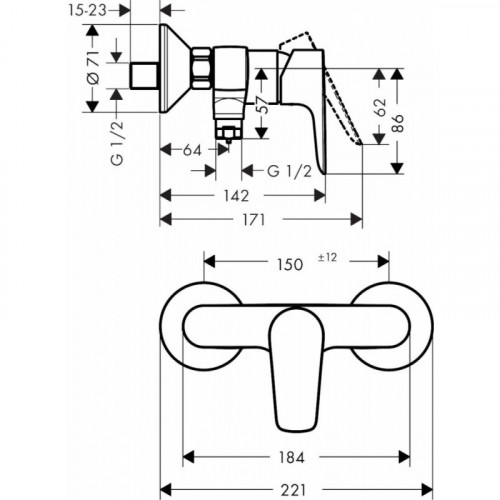 Смеситель Hansgrohe Talis E 71760670 для душа, черный матовый