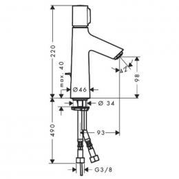 Смеситель для раковины Hansgrohe Talis Select S 72042000 100 mm с донным клапаном