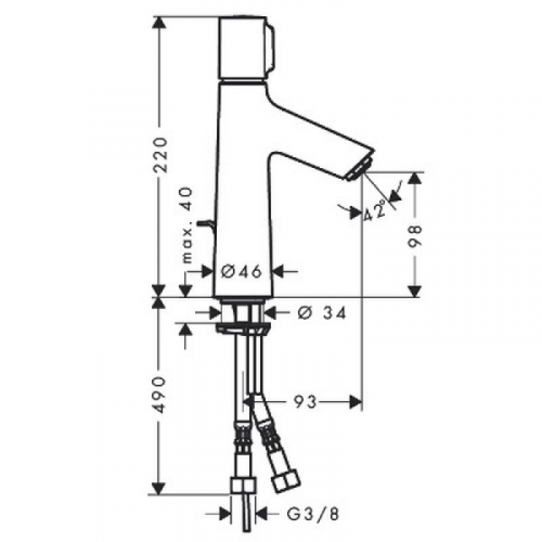 Смеситель для раковины Hansgrohe Talis Select S 72042000 100 mm с донным клапаном