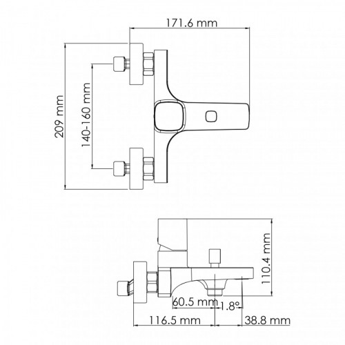 Смеситель для ванны WasserKRAFT Naab 8601 хром
